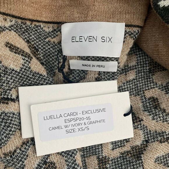 Eleven Six Luella Animal Jacquard Alpaca Blend Cardigan Sweater XS/S - Picture 6 of 7